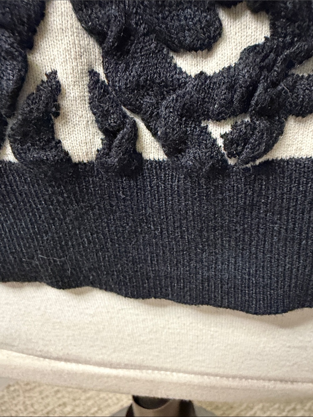 Black and White Textured Floral Sweater - Picture 7 of 10